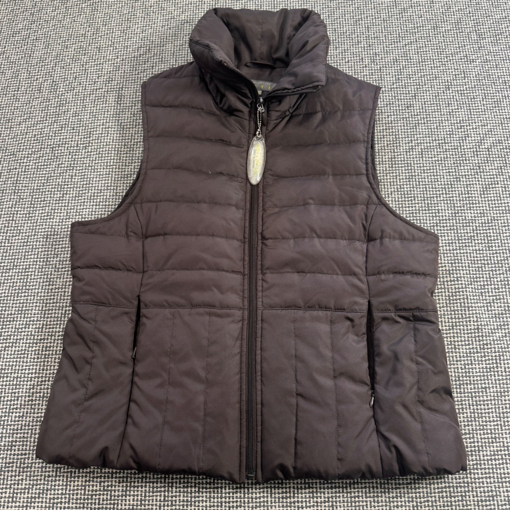 Kenneth Cole Reaction Womens Brown Quilted Down Feather Puffer Vest Large